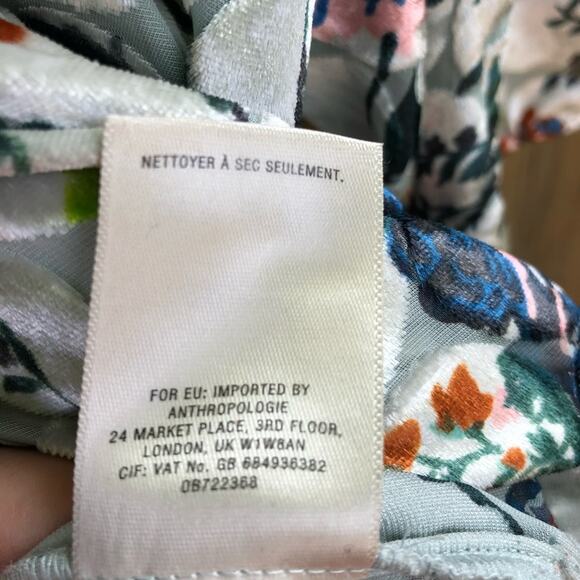 Anthropologie Maeve Top Umi Wrap Blouse Floral Small Velvet Burnout Embossed - Picture 9 of 11